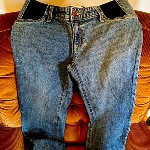 Isabel Maternity Jeans (with side panels). Size 2. Medium wash. Straight leg.